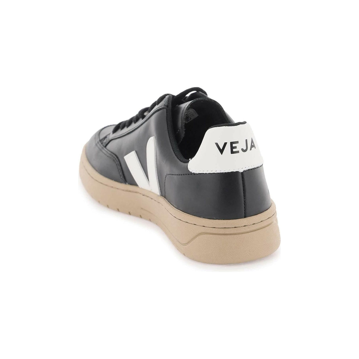 Black Smooth Leather V-12 Sneakers VEJA JOHN JULIA.