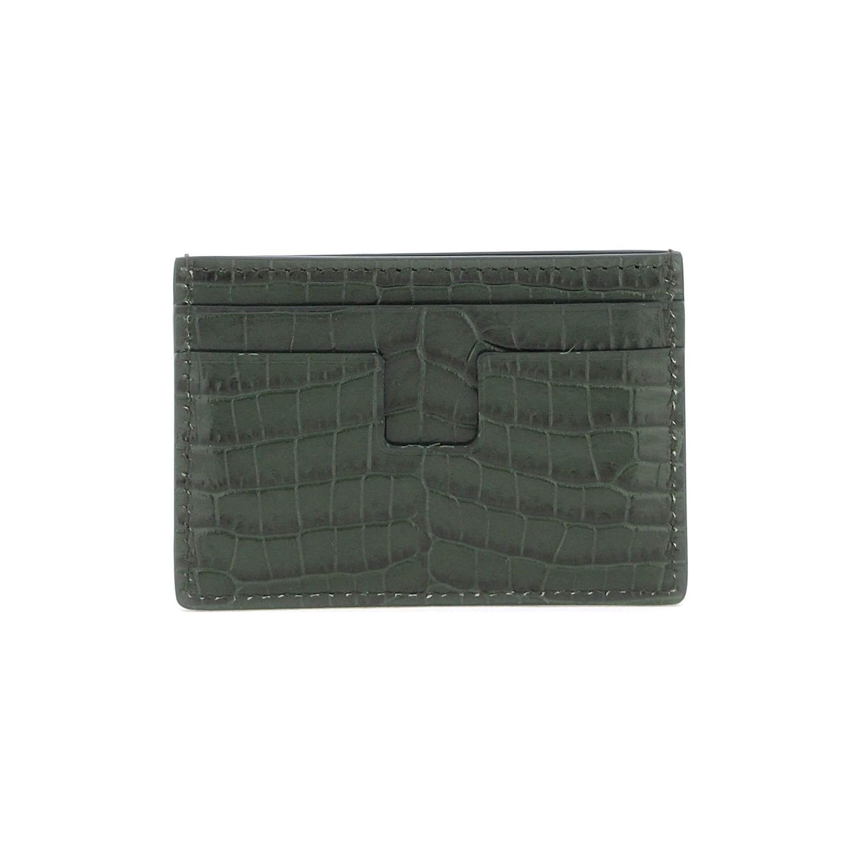 Croco-embossed Leather Card Holder