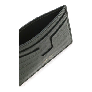 Croco-embossed Leather Card Holder