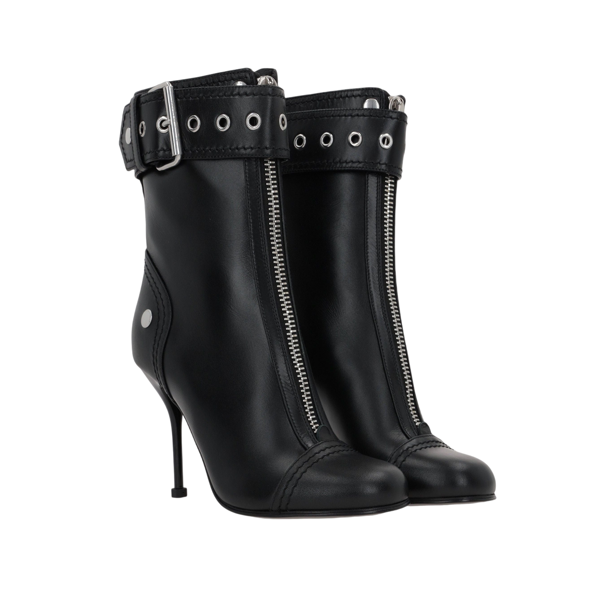 Zip-Detailed Smooth Leather Ankle Boots-ALEXANDER MCQUEEN-JOHN JULIA