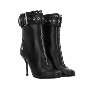 Zip-Detailed Smooth Leather Ankle Boots-ALEXANDER MCQUEEN-JOHN JULIA