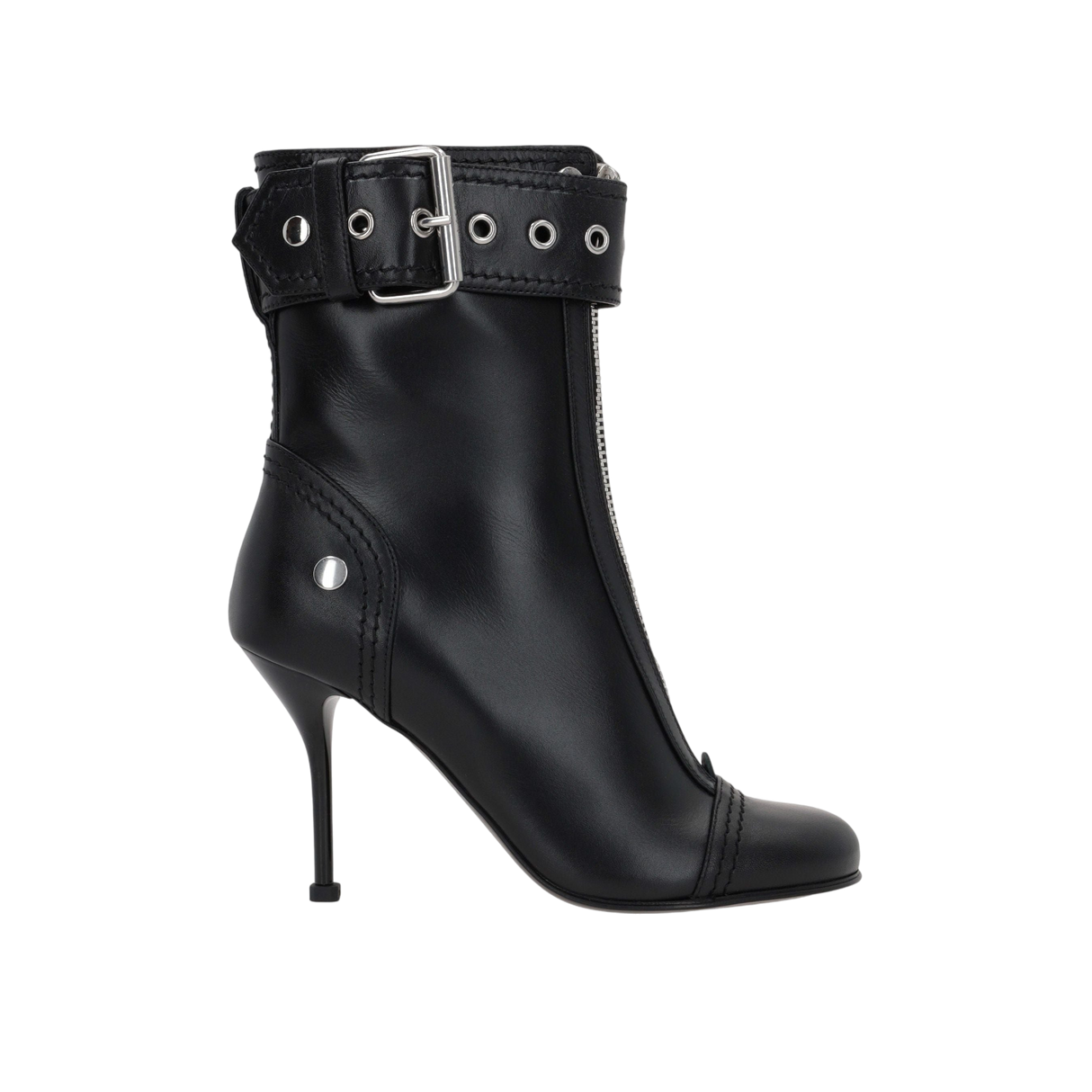 Zip-Detailed Smooth Leather Ankle Boots-ALEXANDER MCQUEEN-JOHN JULIA