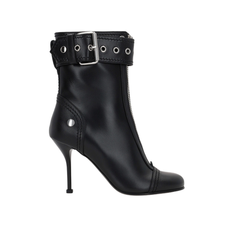 Zip-Detailed Smooth Leather Ankle Boots-ALEXANDER MCQUEEN-JOHN JULIA