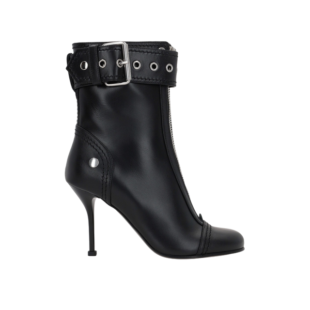 Zip-Detailed Smooth Leather Ankle Boots-ALEXANDER MCQUEEN-JOHN JULIA