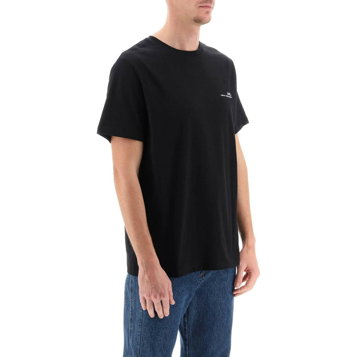 A.P.C. - Black Item Logo Print Cotton T-Shirt - JOHN JULIA
