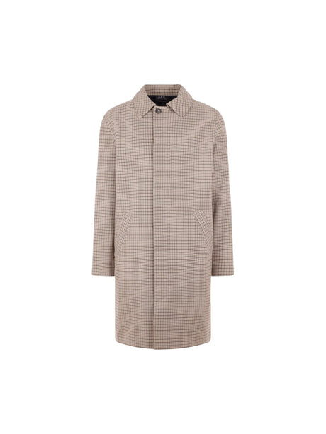 Checked Cotton Single-breasted Coat-A.P.C.-JOHN JULIA