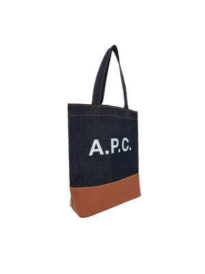 Denim and Leather Axel Tote Bag-A.P.C.-JOHN JULIA