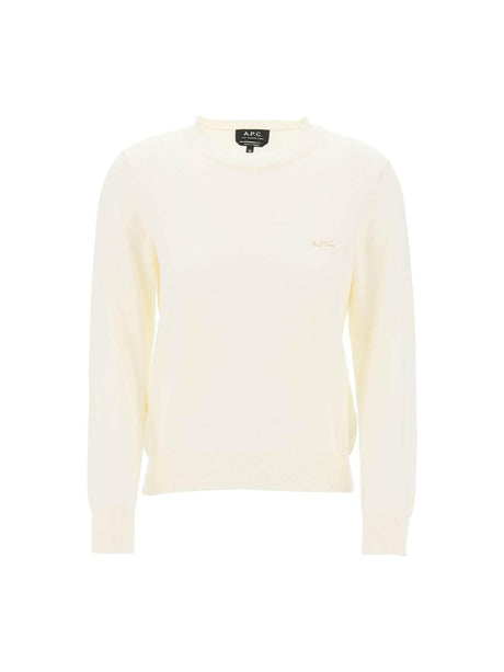 White Vera Cotton Crewneck Pullover With Embroidered Logo A.P.C. JOHN JULIA.