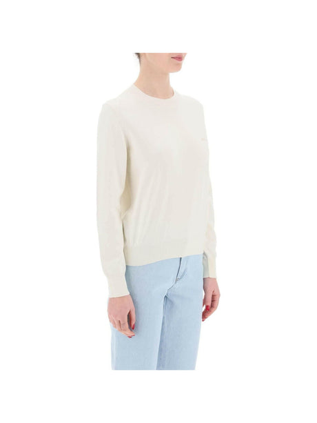 White Vera Cotton Crewneck Pullover With Embroidered Logo A.P.C. JOHN JULIA.