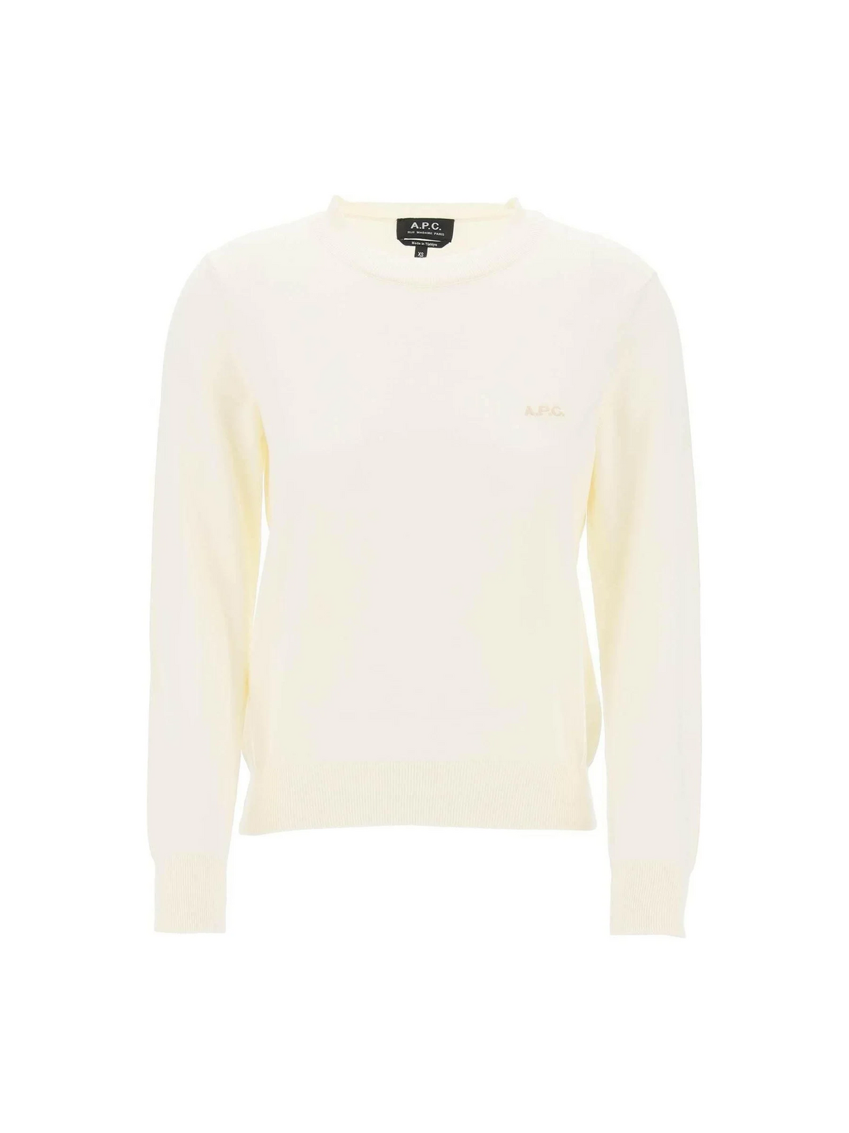 White Vera Cotton Crewneck Pullover With Embroidered Logo A.P.C. JOHN JULIA.