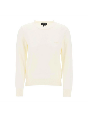 White Vera Cotton Crewneck Pullover With Embroidered Logo A.P.C. JOHN JULIA.