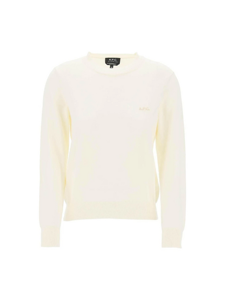 White Vera Cotton Crewneck Pullover With Embroidered Logo A.P.C. JOHN JULIA.