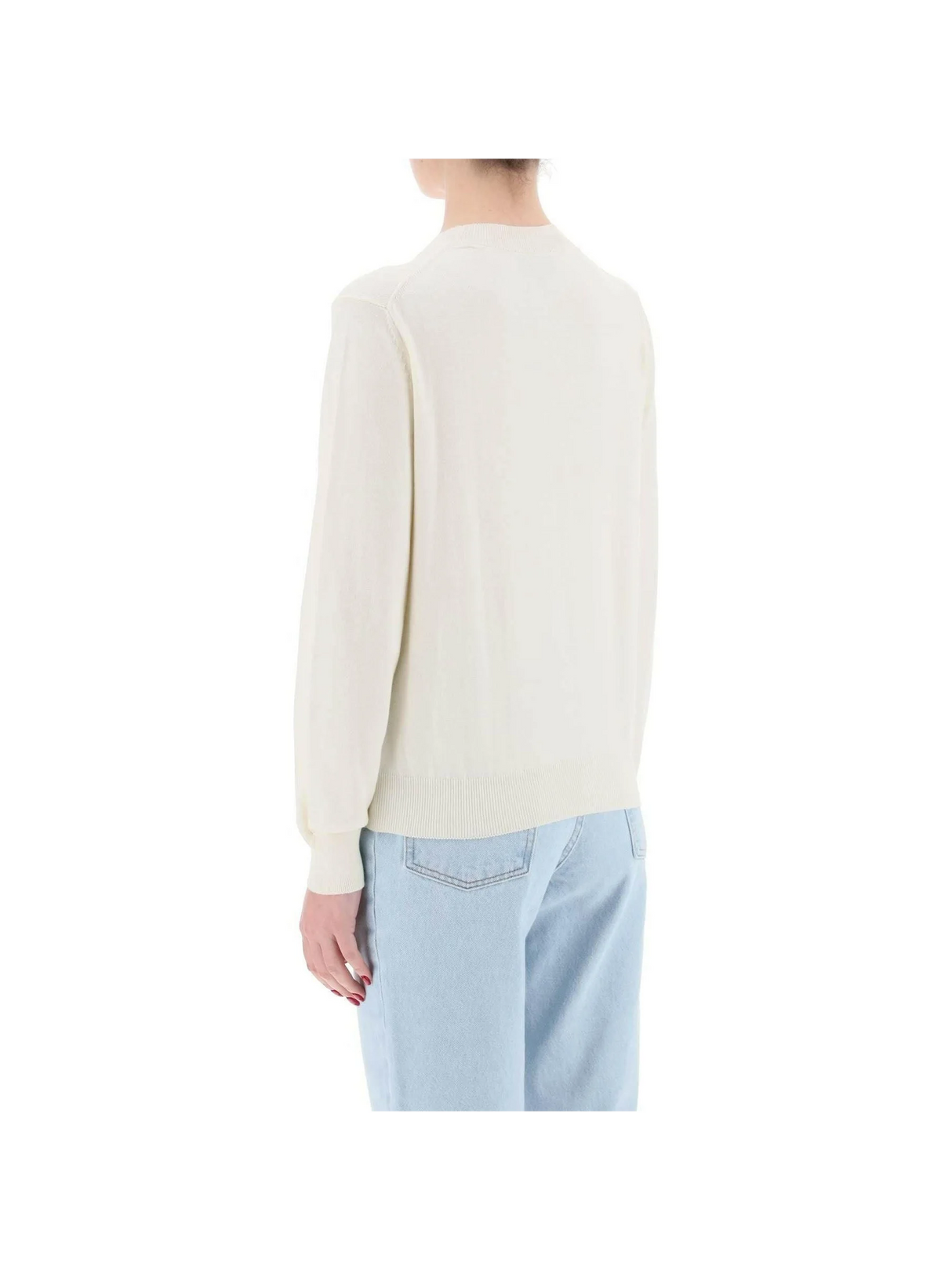 White Vera Cotton Crewneck Pullover With Embroidered Logo A.P.C. JOHN JULIA.