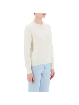 White Vera Cotton Crewneck Pullover With Embroidered Logo A.P.C. JOHN JULIA.