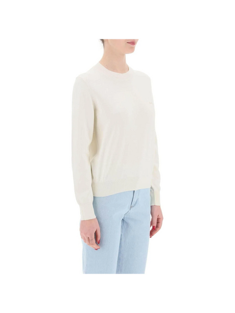 White Vera Cotton Crewneck Pullover With Embroidered Logo A.P.C. JOHN JULIA.