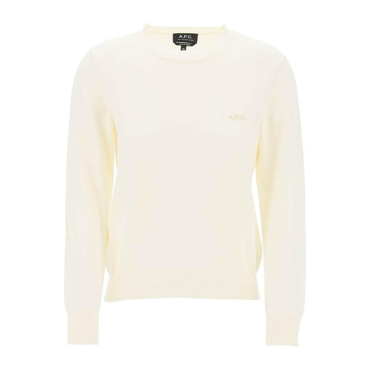 White Vera Cotton Crewneck Pullover With Embroidered Logo A.P.C. JOHN JULIA.