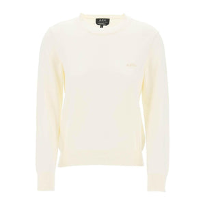 White Vera Cotton Crewneck Pullover With Embroidered Logo A.P.C. JOHN JULIA.