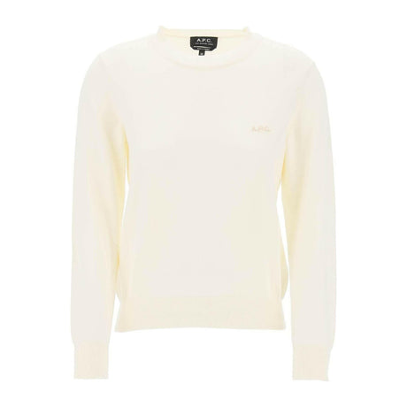 White Vera Cotton Crewneck Pullover With Embroidered Logo A.P.C. JOHN JULIA.