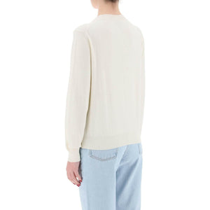 White Vera Cotton Crewneck Pullover With Embroidered Logo A.P.C. JOHN JULIA.