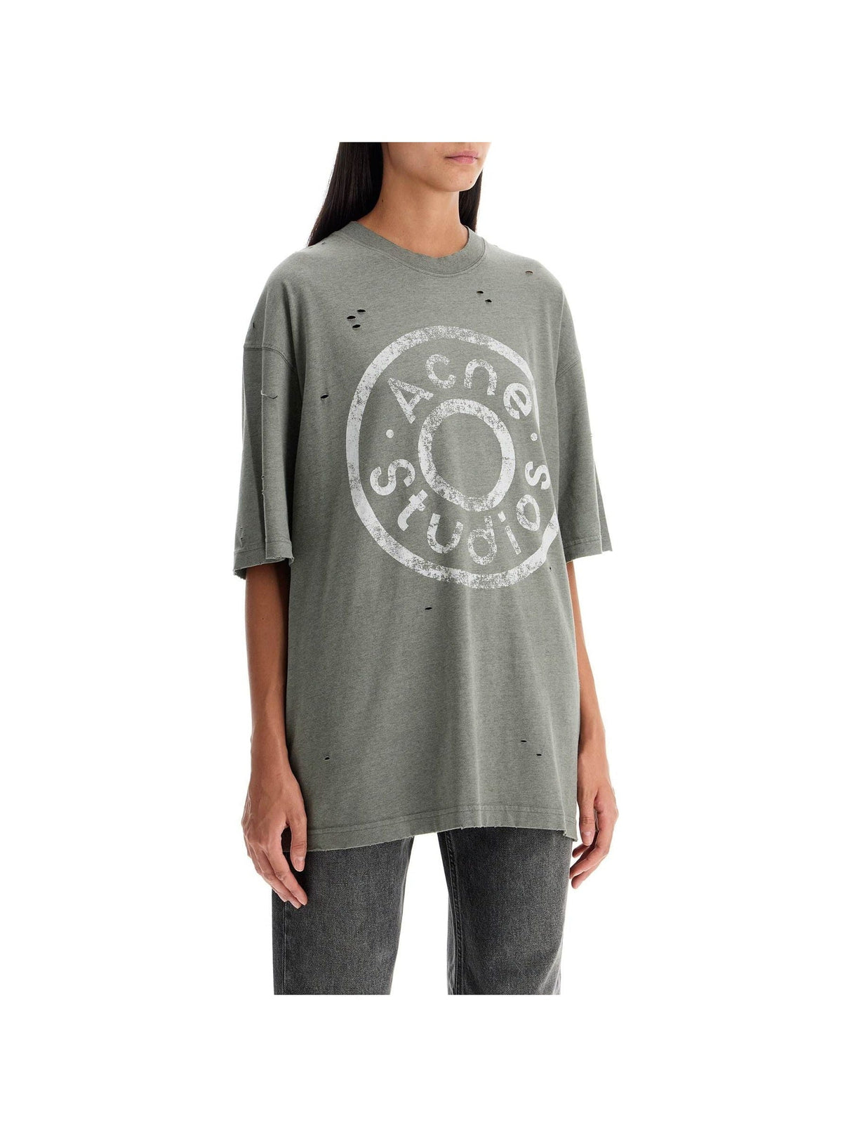 Distressed Logo Print T-shirt With