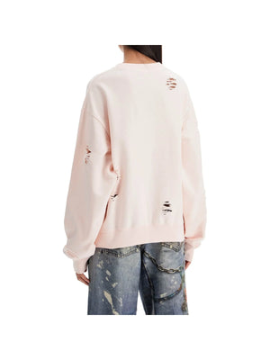 Distressed Sweatshirt With Logo Print