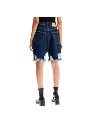 Denim Destroyed Bermuda Shorts For