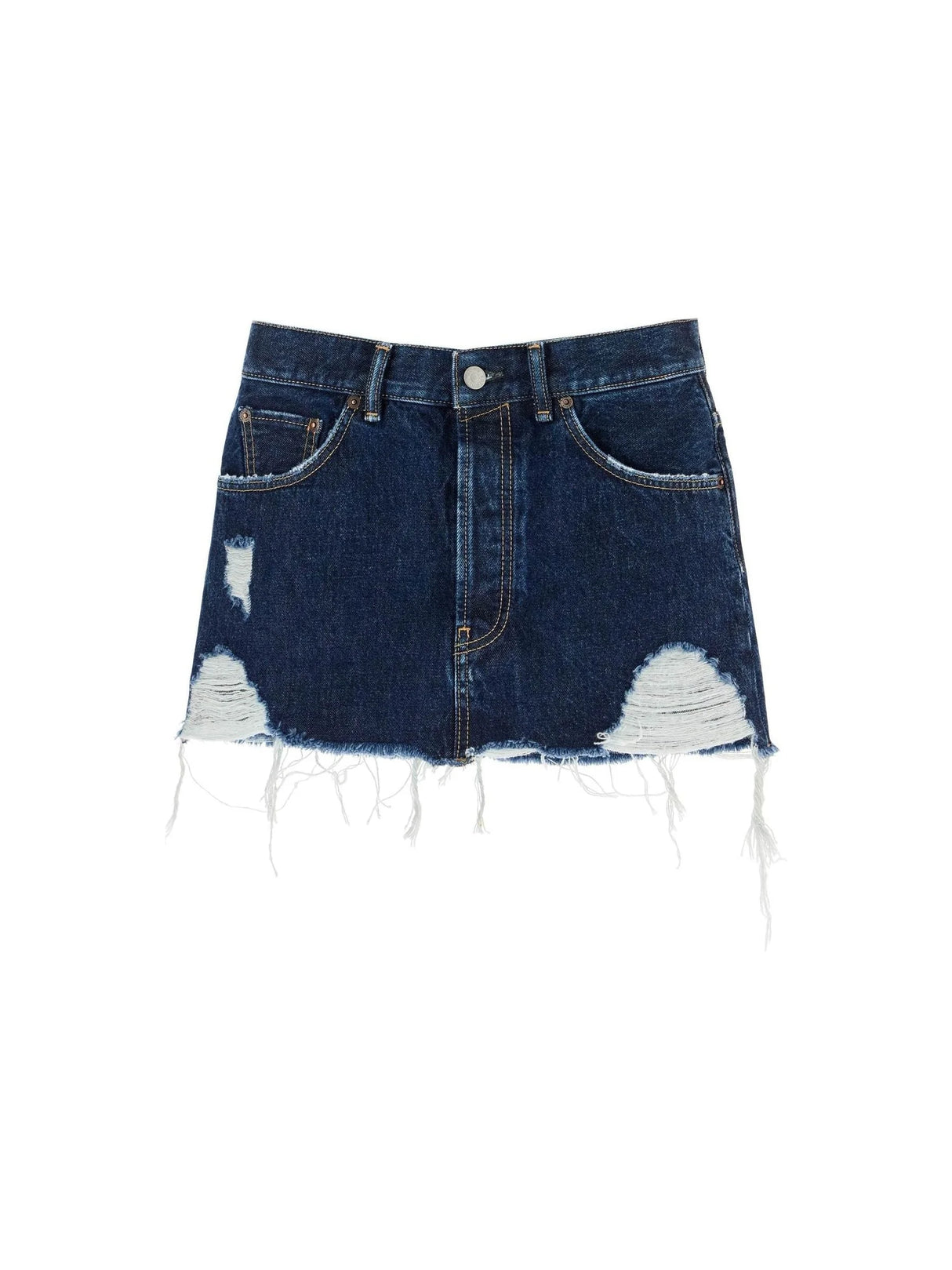 ACNE STUDIOS-Macaria Distressed Organic Cotton Denim Skirt -JOHN JULIA.