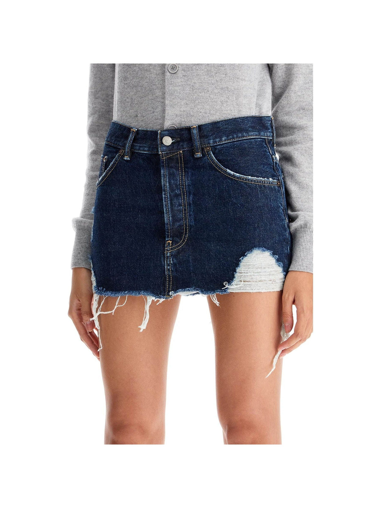 ACNE STUDIOS-Macaria Distressed Organic Cotton Denim Skirt -JOHN JULIA.