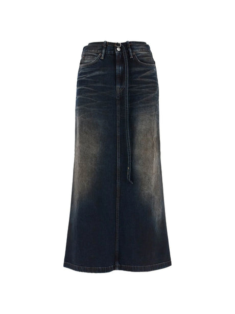 Maxi Denim Skirt With Waist Strap