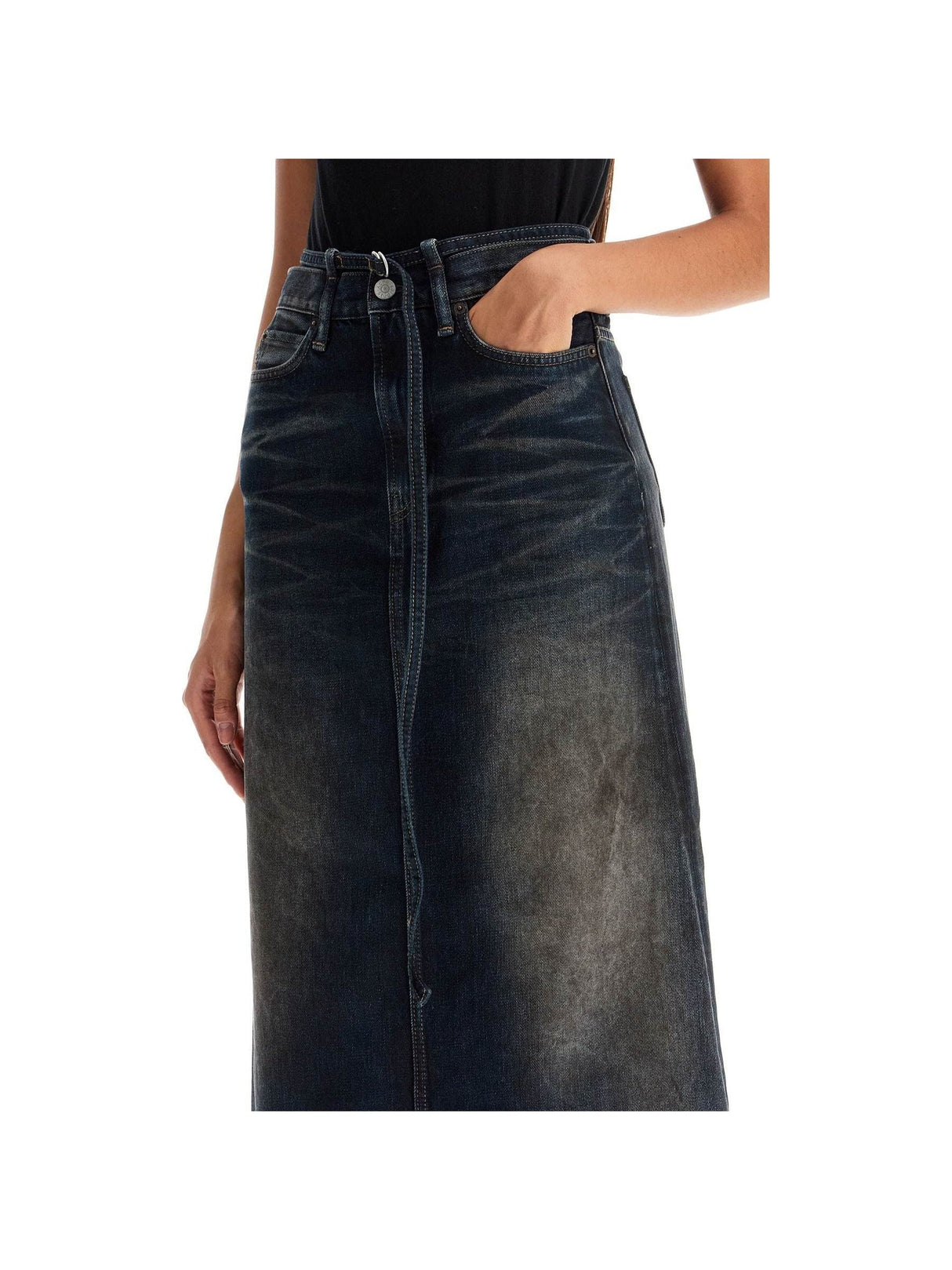 Maxi Denim Skirt With Waist Strap