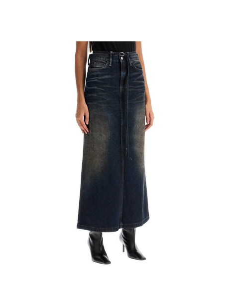 Maxi Denim Skirt With Waist Strap