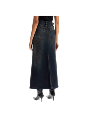 Maxi Denim Skirt With Waist Strap