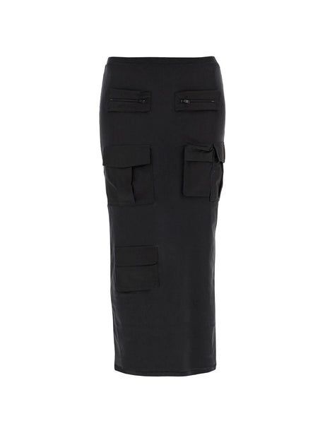 Mesh Cargo Midi Skirt With Pockets