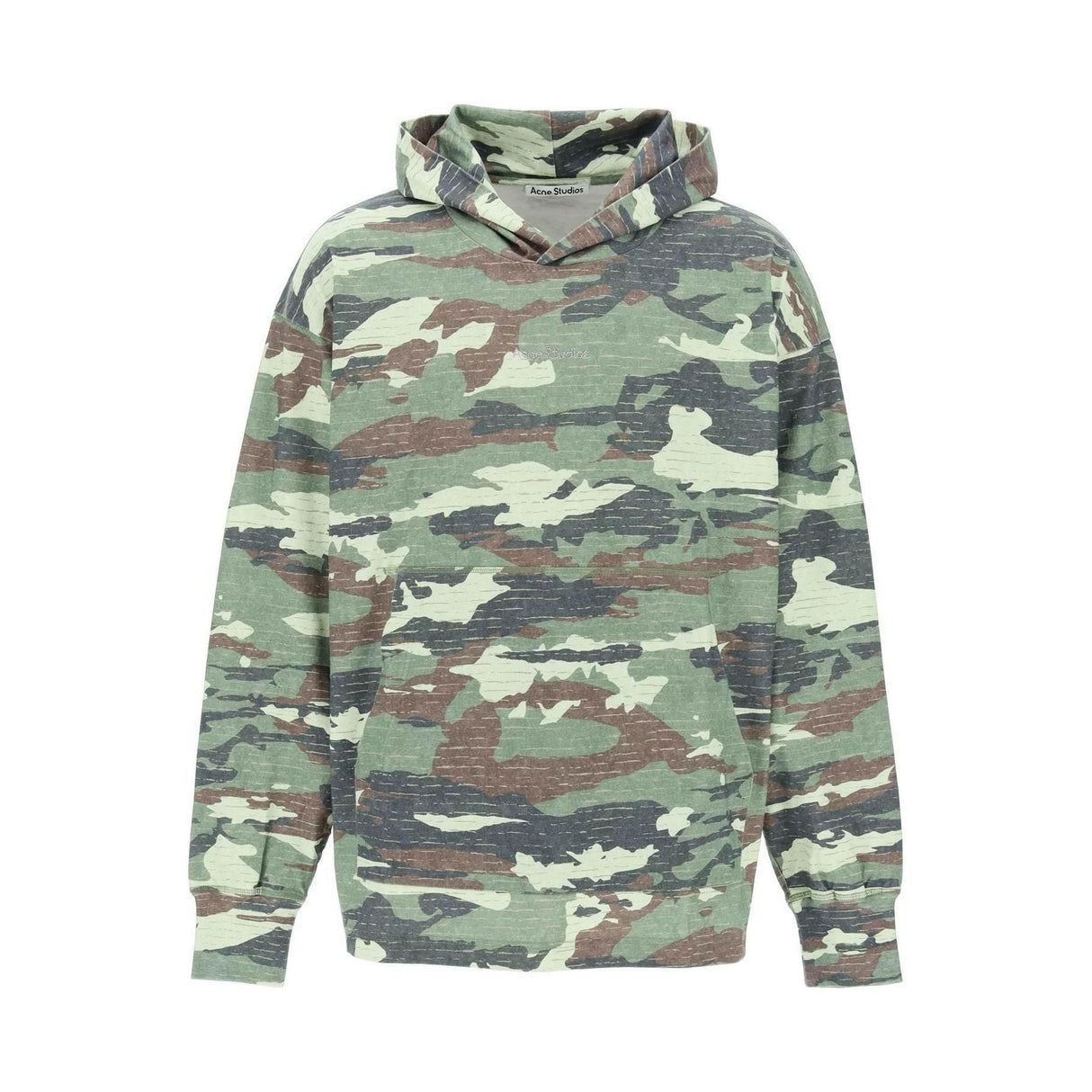 Organic Cotton Camo Print Logo Hoodie ACNE STUDIOS JOHN JULIA.