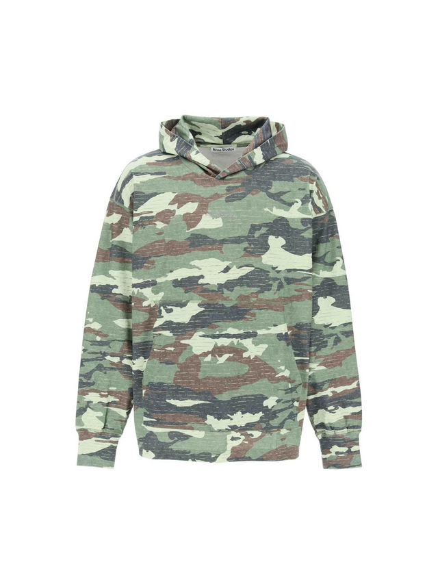 Organic Cotton Camo Print Logo Hoodie ACNE STUDIOS JOHN JULIA.