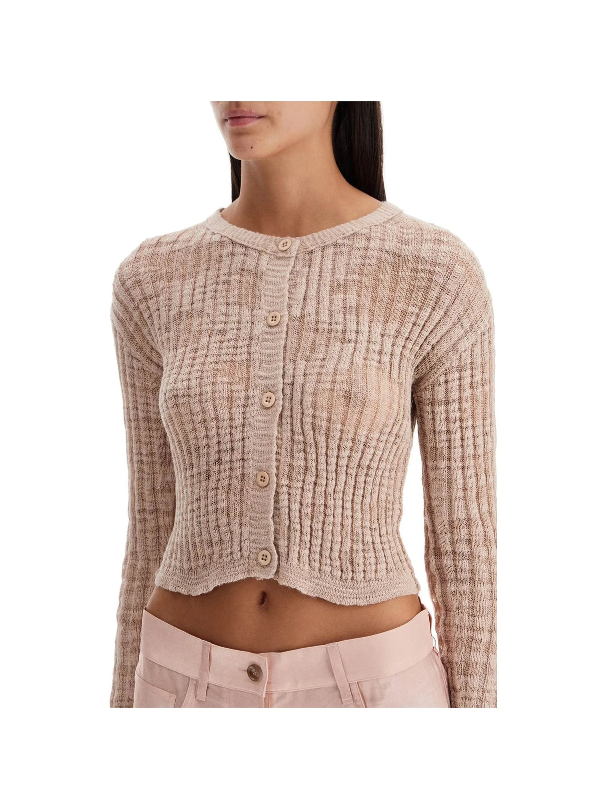 Ribbed Cropped Cardigan With