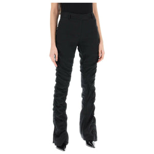 Black Ruffled Linen Blend Flared Pants ACNE STUDIOS JOHN JULIA.