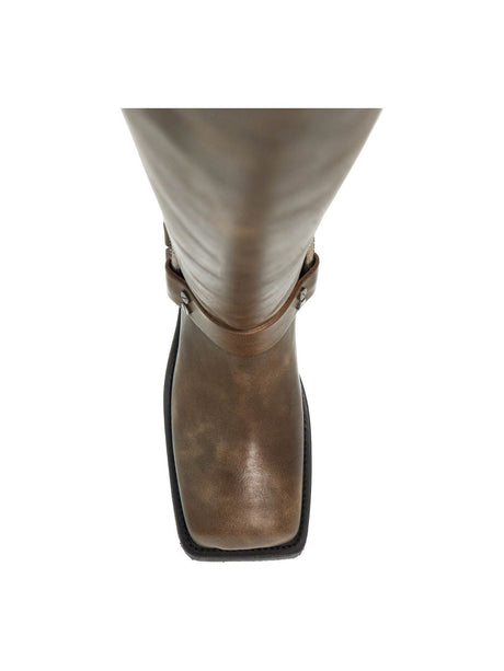 ACNE STUDIOS-Vintage Leather Biker Boots With Distressed Effect -JOHN JULIA.