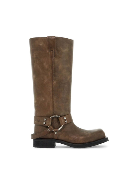 ACNE STUDIOS-Vintage Leather Biker Boots With Distressed Effect -JOHN JULIA.