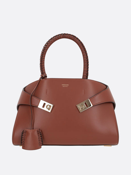 Hug Small Smooth Leather Handbag-Ferragamo-JOHN JULIA