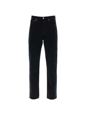 Black '90'S Pinch Waist High Rise Straight Cotton Jeans in Crushed AGOLDE JOHN JULIA.