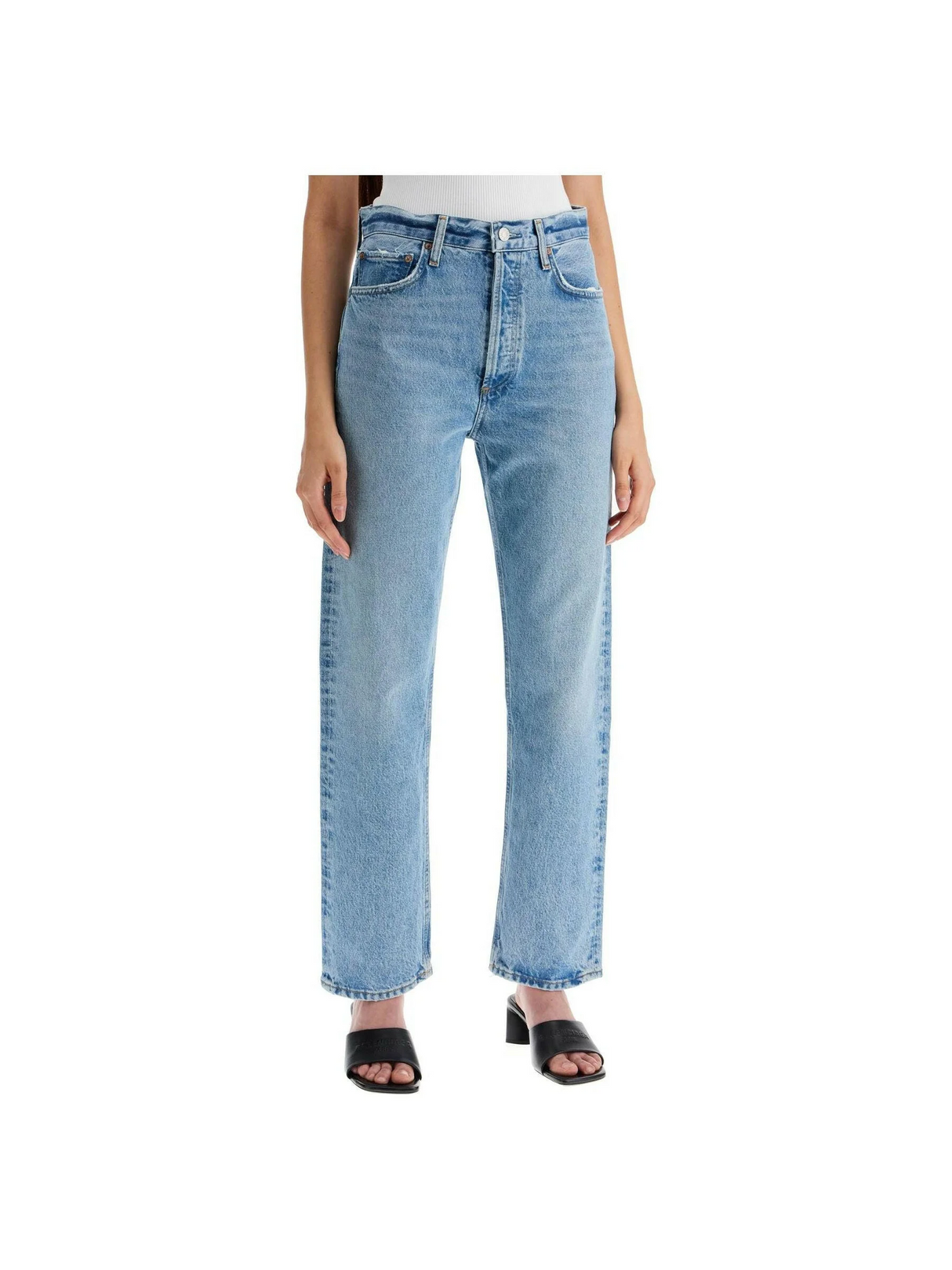 90's Pinch Waist High Rise Straight Jeans.