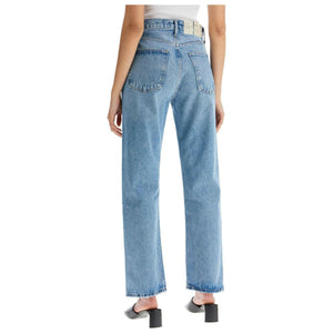 90's Pinch Waist High Rise Straight Jeans.