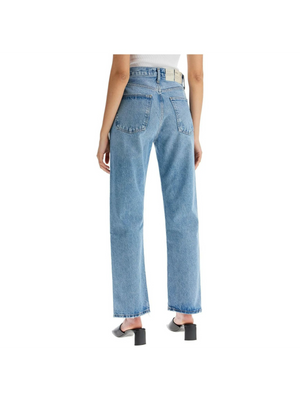 90's Pinch Waist High Rise Straight Jeans.