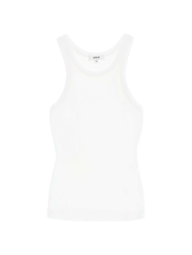 White Bailey Organic Cotton Ribbed Sleeveless Tank Top AGOLDE JOHN JULIA.