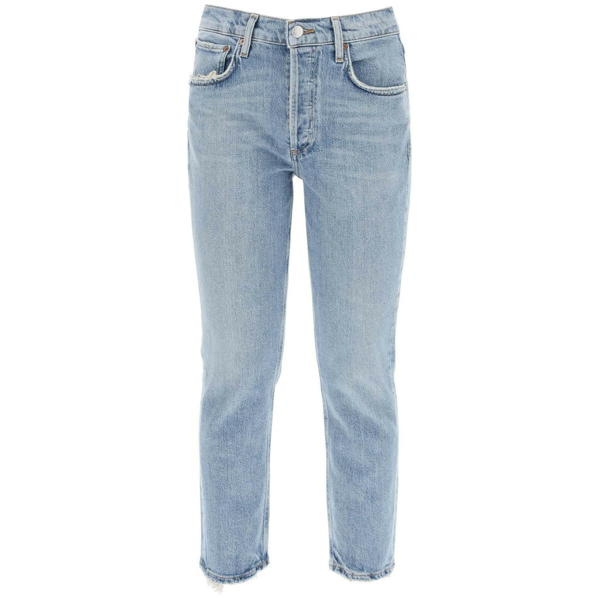 Blue High Rise Straight Cropped Jeans in Quiver AGOLDE JOHN JULIA.