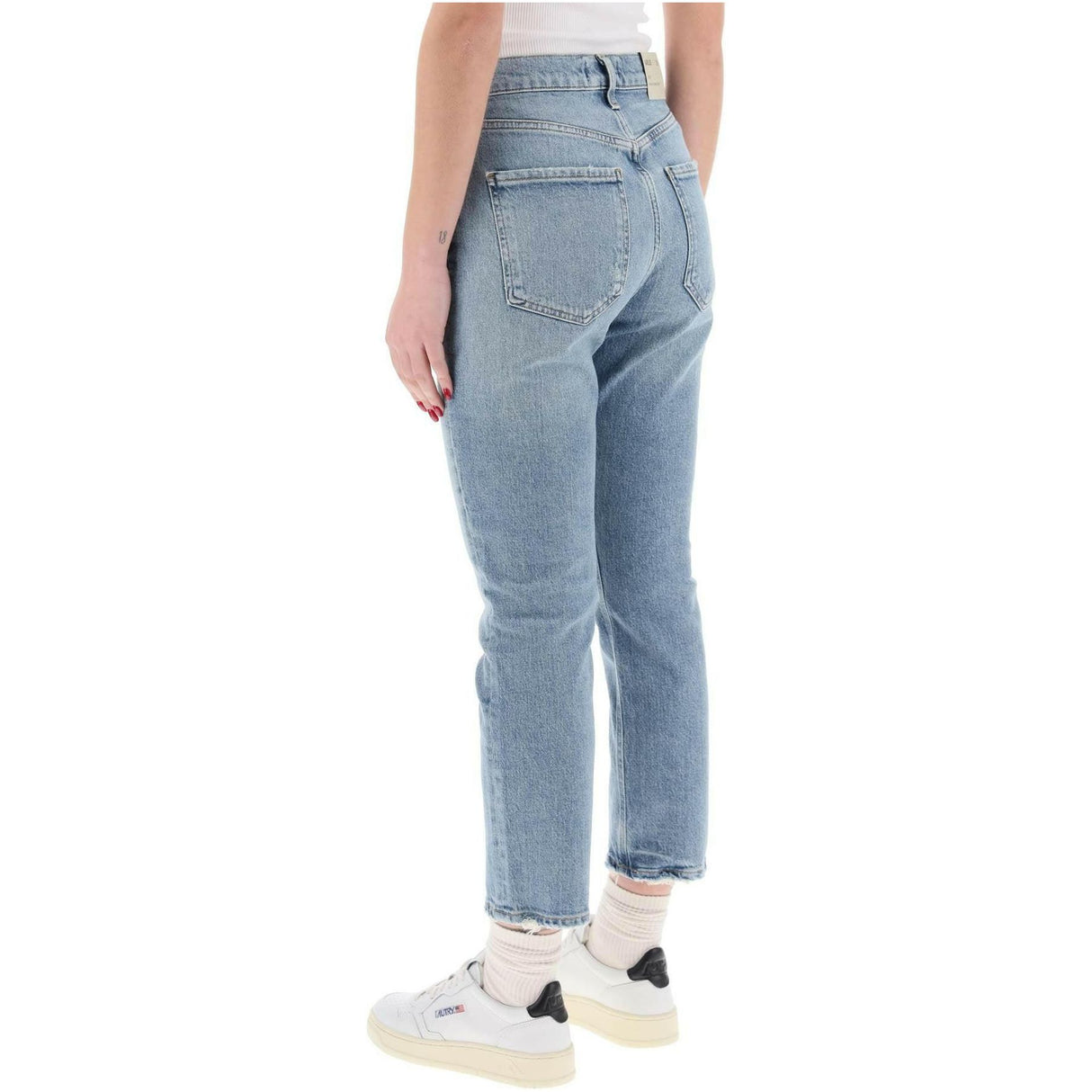 Blue High Rise Straight Cropped Jeans in Quiver AGOLDE JOHN JULIA.