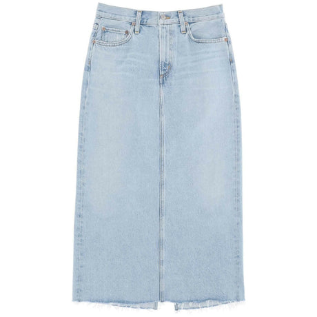 Blue Practice Light Wash Denim Midi Skirt AGOLDE JOHN JULIA.