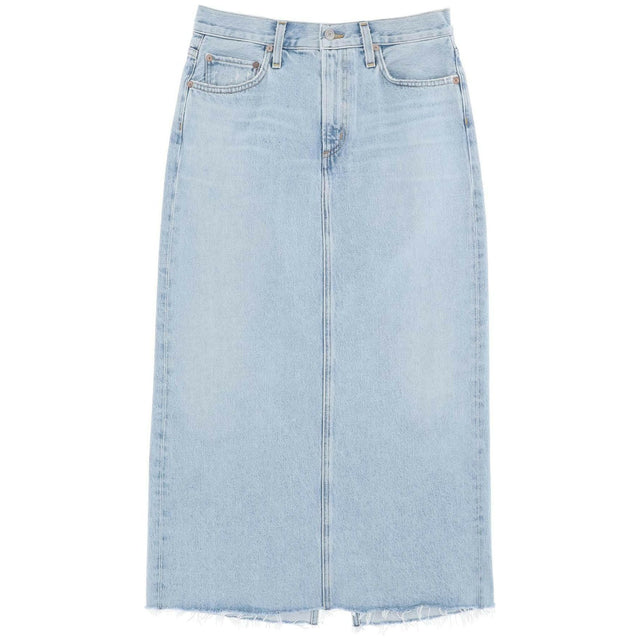 Blue Practice Light Wash Denim Midi Skirt AGOLDE JOHN JULIA.