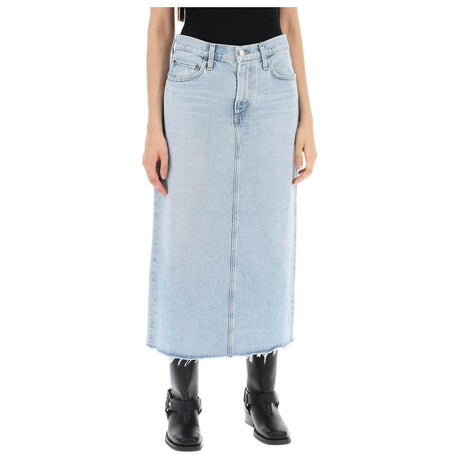 Blue Practice Light Wash Denim Midi Skirt AGOLDE JOHN JULIA.